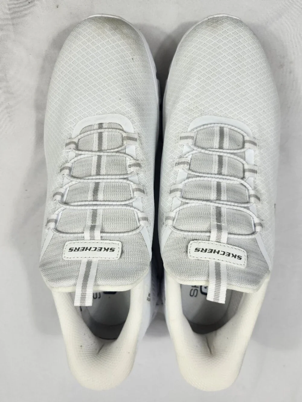Skechers Men's 11 M White Hands Free Slip-ins Memory Foam Mesh Loafers White